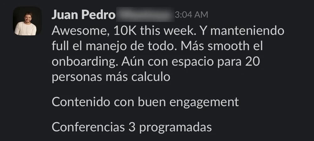 Message from Juanpe about their result