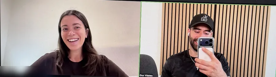 Gus on a call with a client