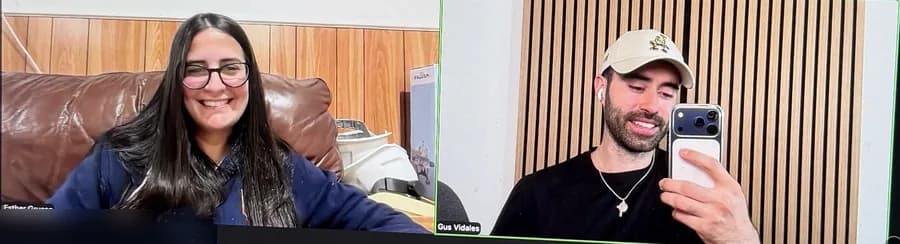 Gus on a call with a client
