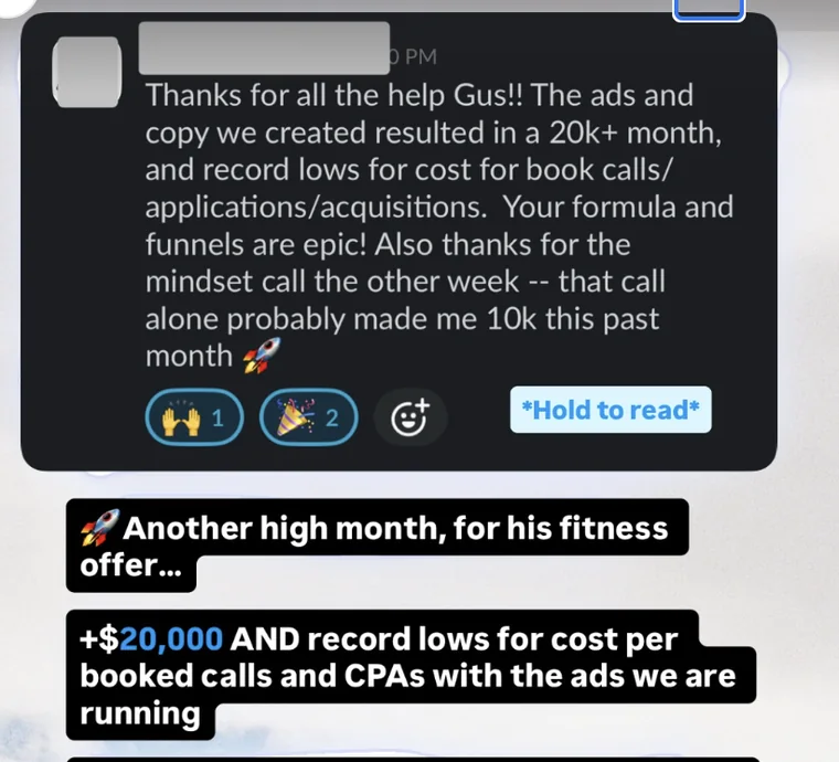 Client win shared with Gus